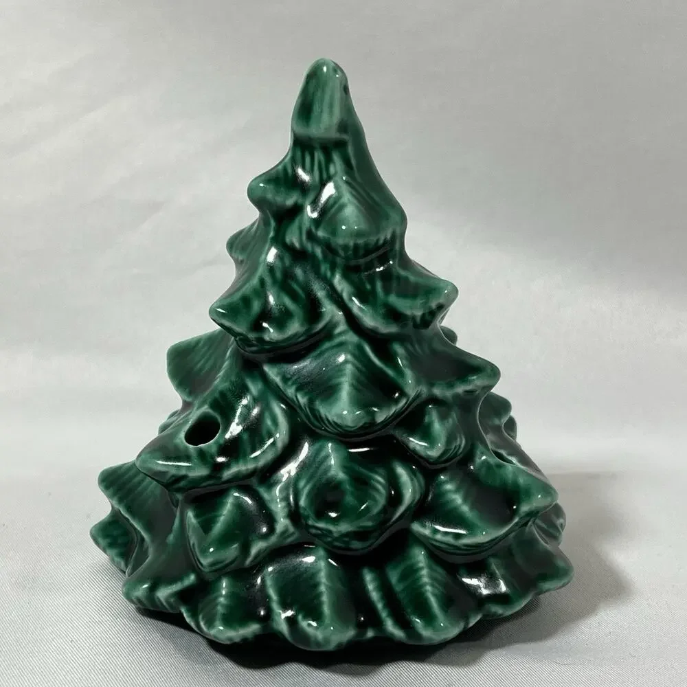 Vintage Mini Small Ceramic Tree Top Green Light Bulb Holes 4” Butterfly